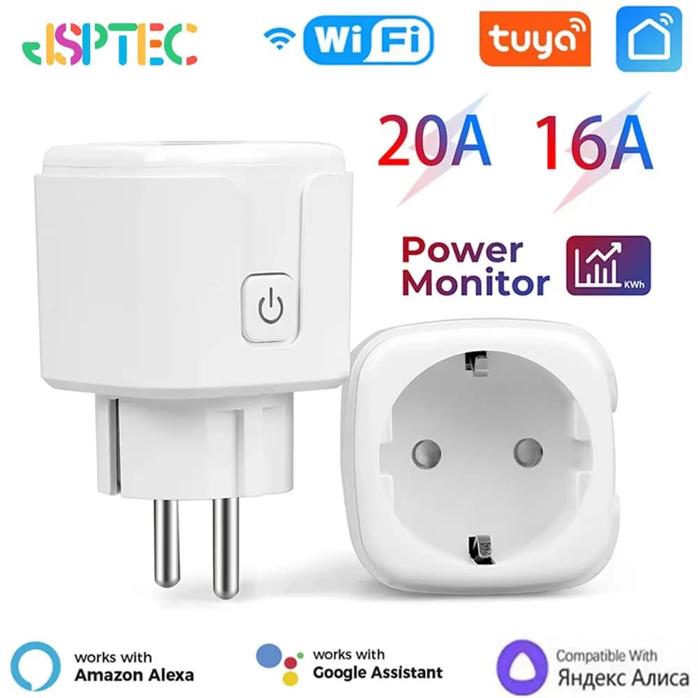 Tuya-Prise intelligente WiFi avec surveillance de l'alimentation, Smart Life, télécommande, prise en