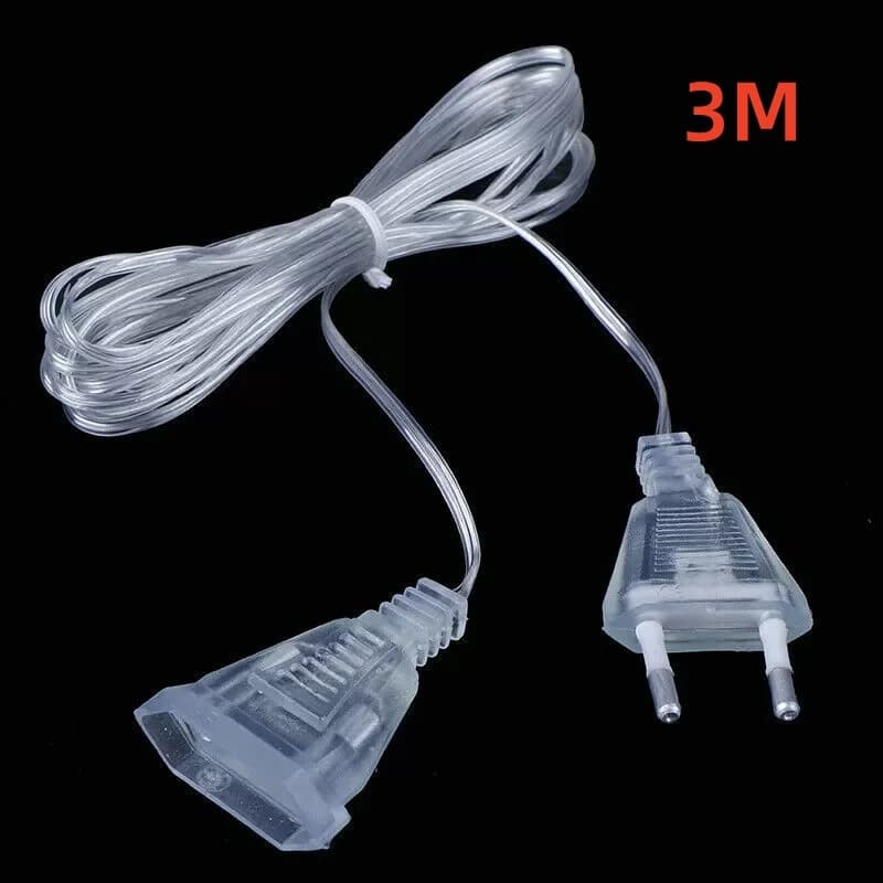 Rallonge d'alimentation en plastique de 3M 5M, pour prise ue, Extension de guirlande lumineuse LED d