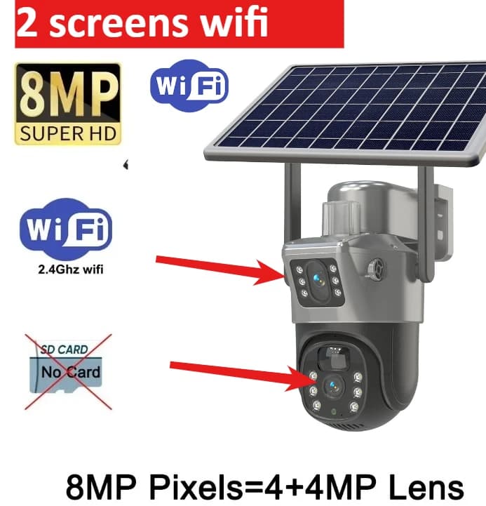 Caméra solaire WiFi PTZ extérieure sans fil avec détection humaine PIR, caméra IP WiFi avec sirène,