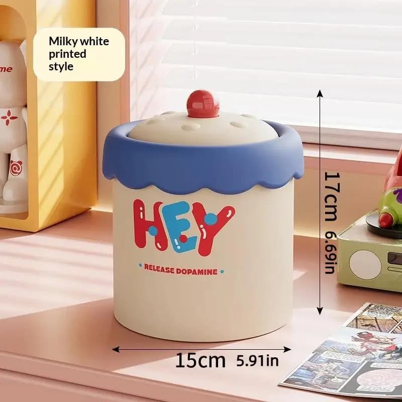 Poubelle de bureau petite et mignonne avec couvercle, seau de rangement pour la maison, le bureau, l