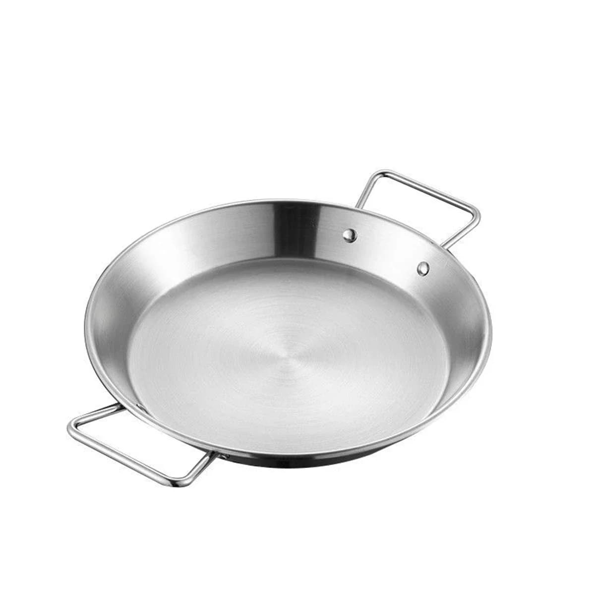 Pot Paella ergonomique à Double poignée en acier inoxydable, casserole à fond plat pour une cuisine