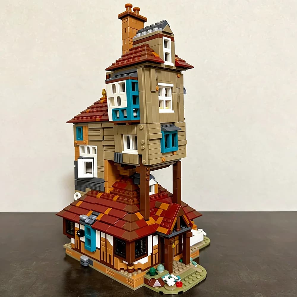 2405 pièces Blocs de construction Vintage Maison de Campagne, Modèle de Cottage Fantaisie Incurvé, C