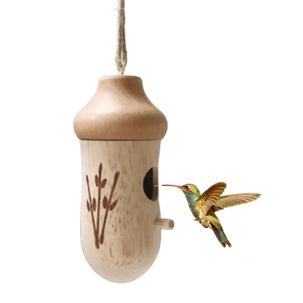 Mini maison en bois pour colibris, boîte de nidification en forme de gland, décoration de jardin rus