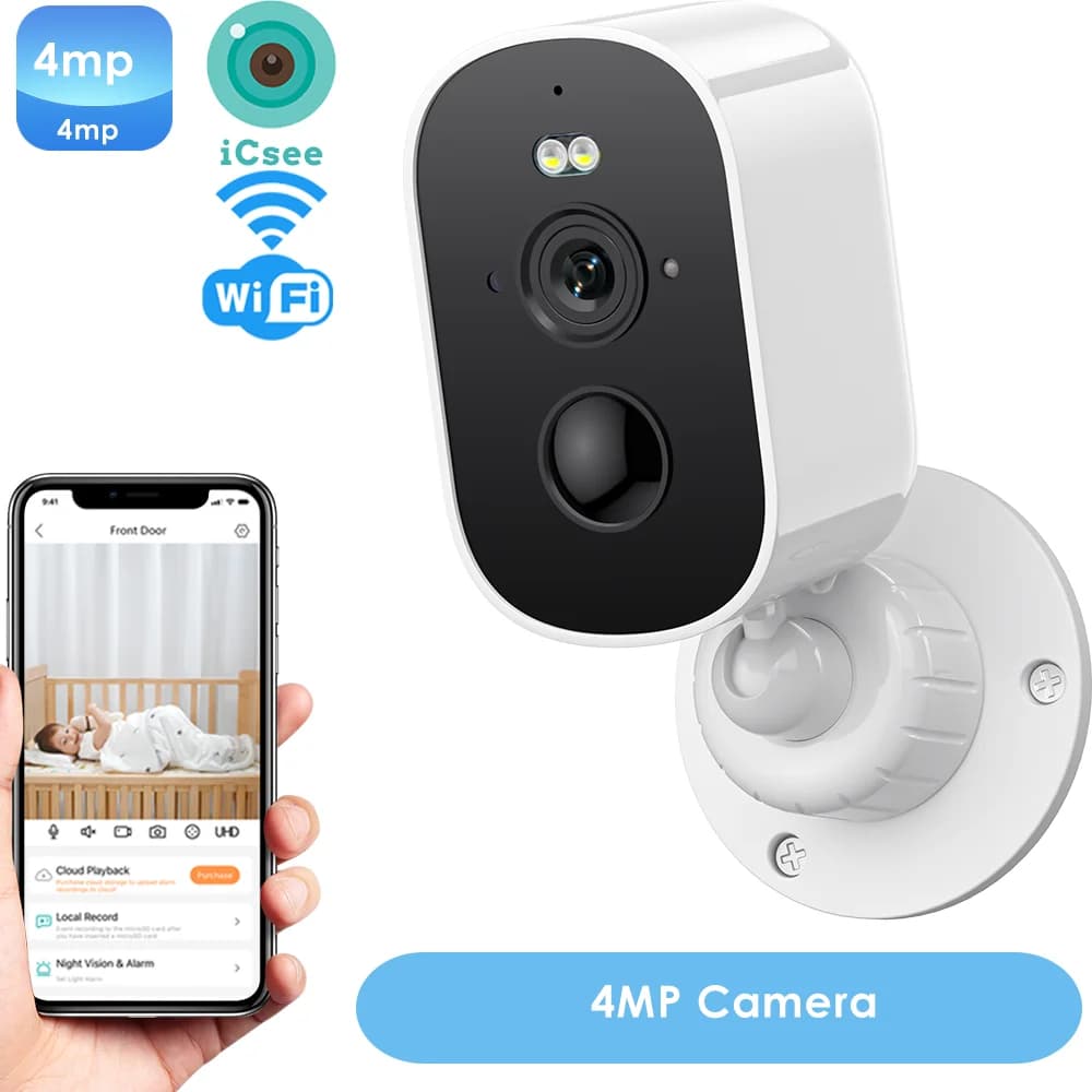 Caméra solaire extérieure 6 MP, caméra WiFi sans fil 3K HD, batterie 4800 mAh, alarme de mouvement P