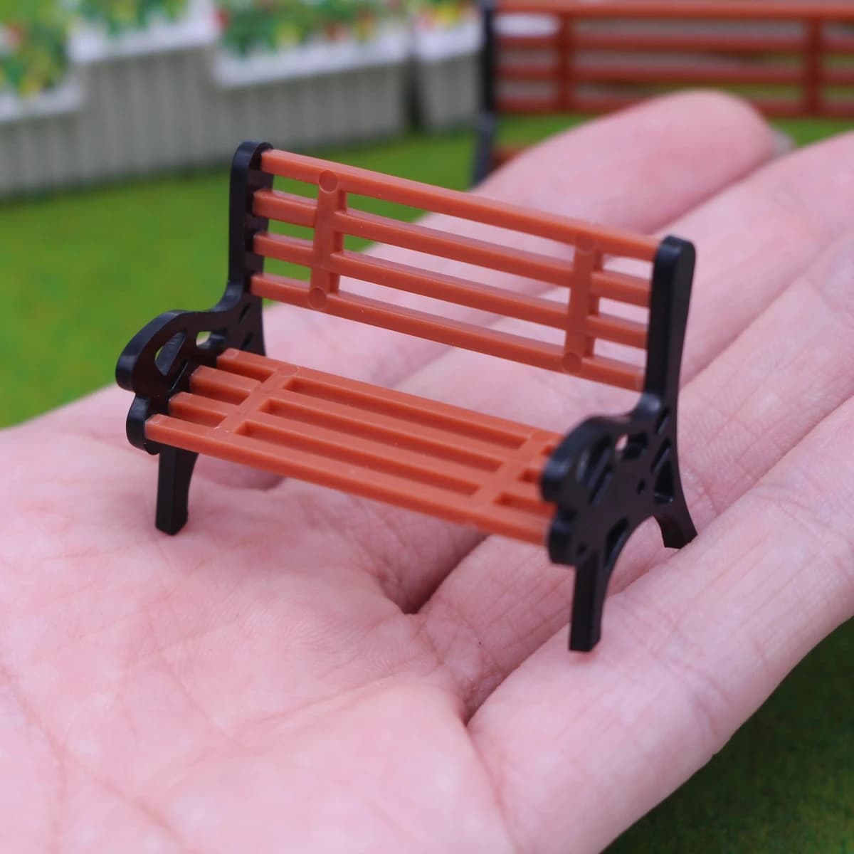 Banc de parc Miniature en plastique pour maison de poupée, Mini chaise de jardin de Village, modèle
