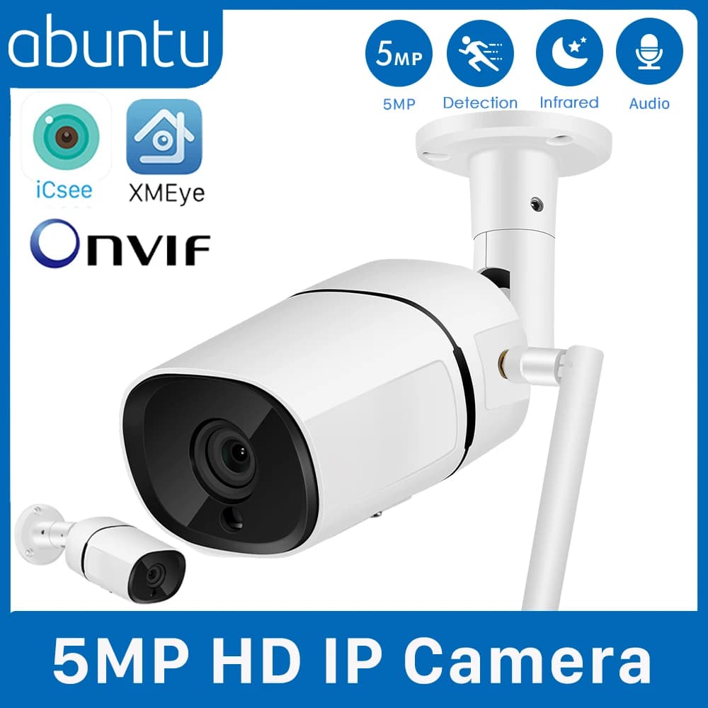 ABUNTU-Caméra de surveillance extérieure IP WiFi HD 2MP/5MP, dispositif de sécurité sans fil, étanch