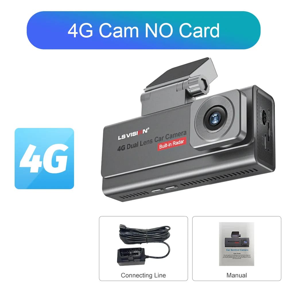 LS VISION 4K 4G Sim caméra de Surveillance de voiture double objectif Dashcam détection humaine tout