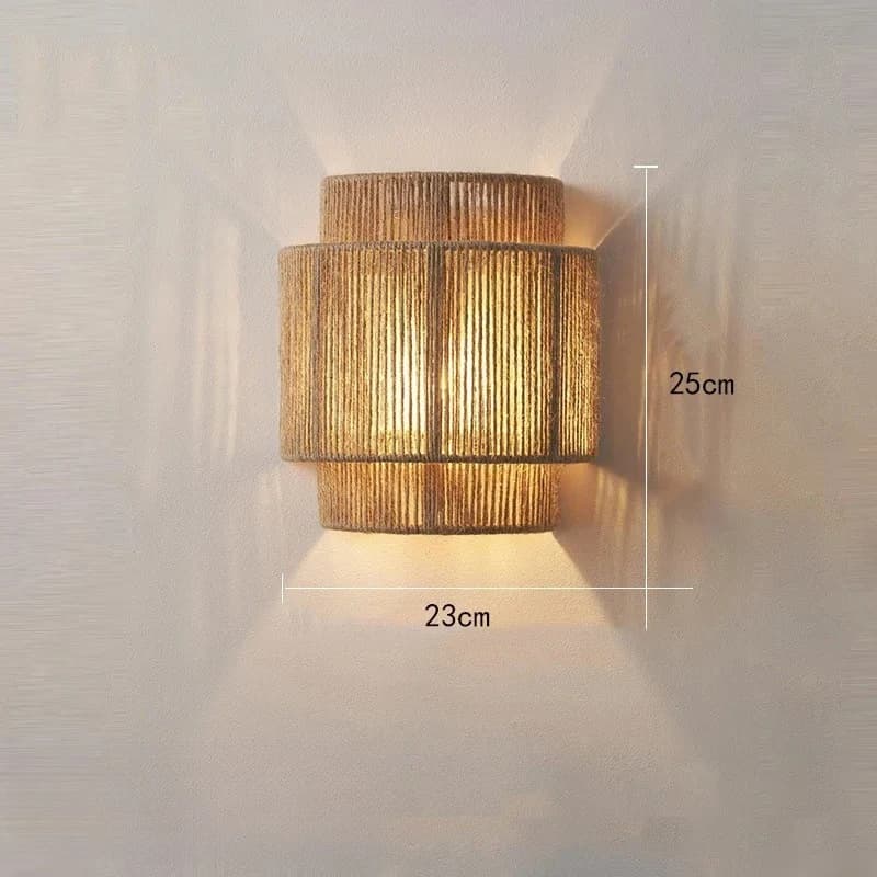 Boho ferme appliques murales ficelle naturelle tricoté à la main appliques rustique E27 1 lumière co