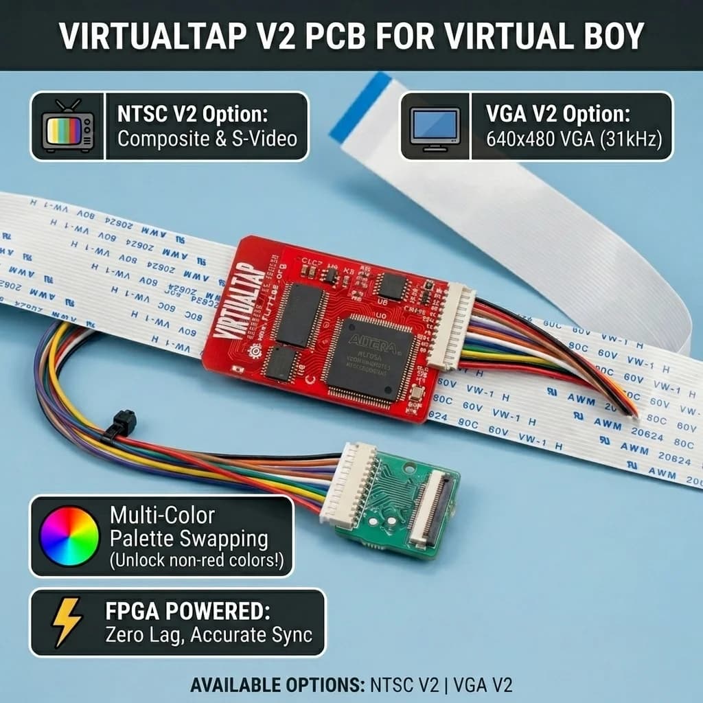 VirtualTap V2 PCB par Furrtek - Amélioration vidéo Virtual Boy RGB / VGA / NTSC