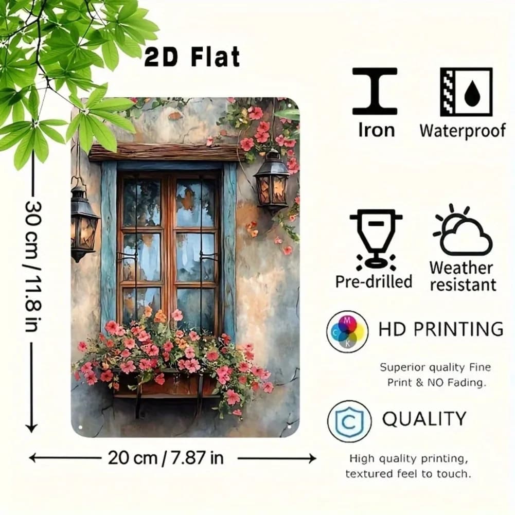 Décoration murale vintage style ferme, panneau mural en métal floral rustique, en fer durable pour i