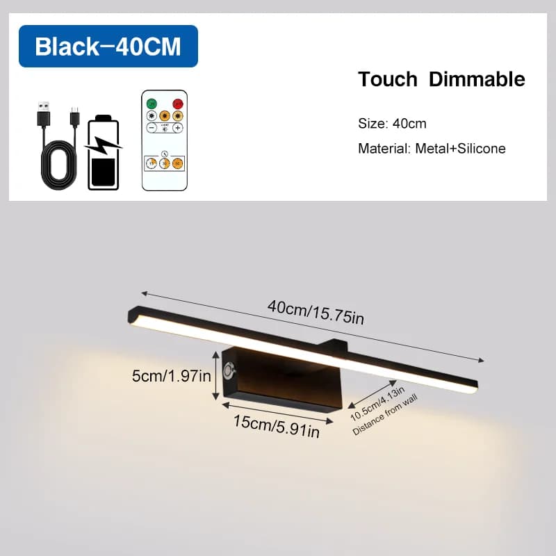 Lampe murale pour tableau, 5200 mAh, batterie rechargeable, sans fil, avec télécommande, 3 couleurs