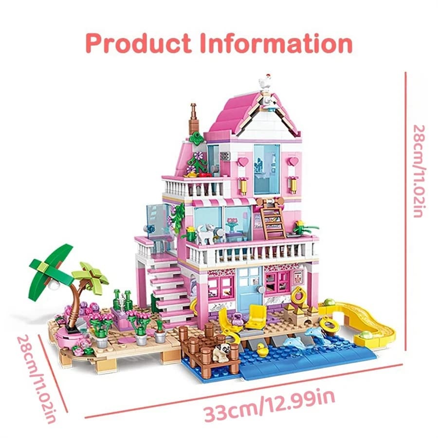 Décennie s de construction de villa de bord de mer de maison de ville de vacances d'été, figurines d