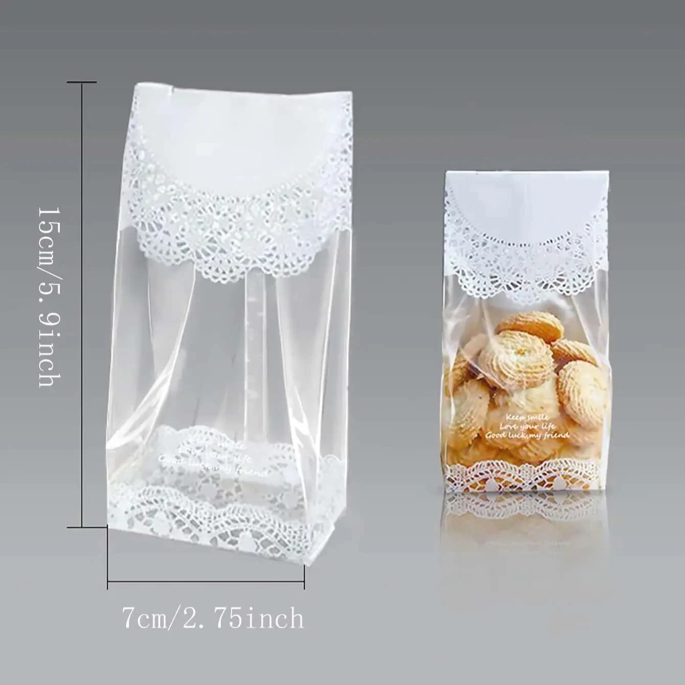 50/100pcsWhite flocon de neige fleur nougat canneberge biscuits givré Transparent Machine scellé sac