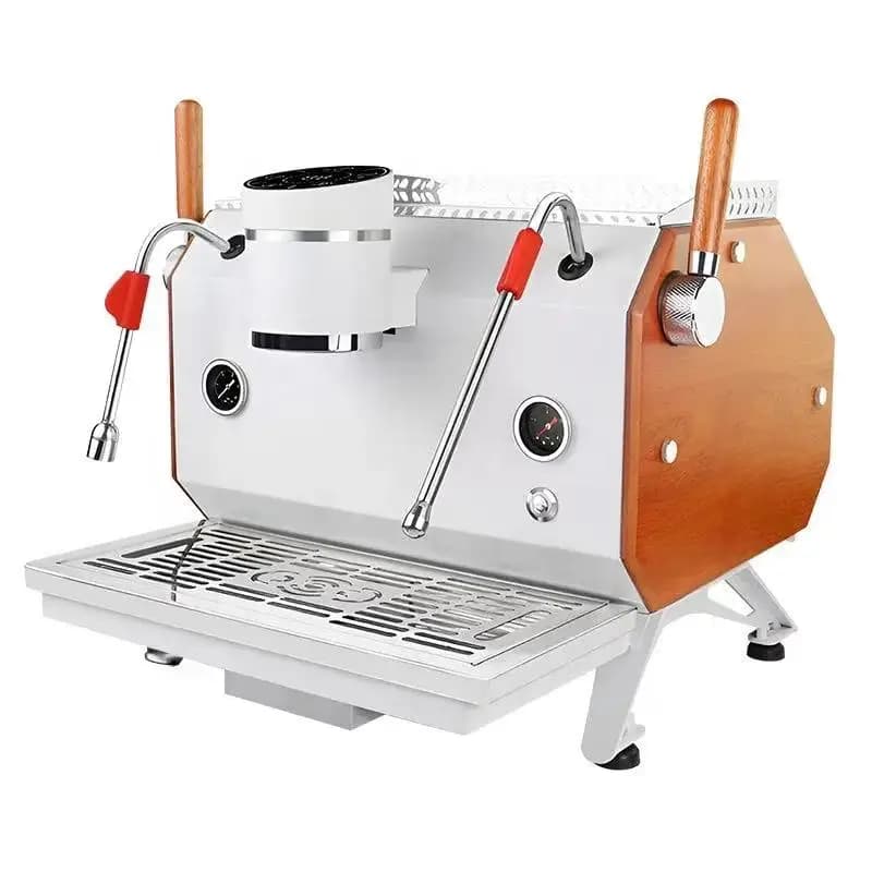 Machine à expresso et cappuccino semi-automatique professionnelle à double tête, en acier inoxydable