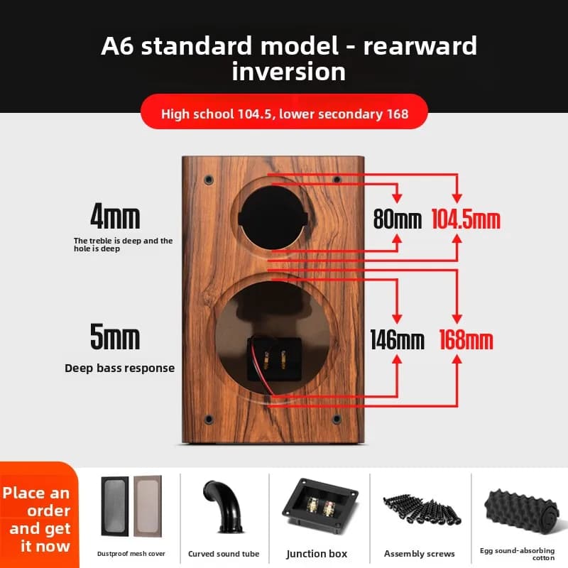 Boîtier vide pour haut-parleur de 6,5 pouces, enceinte passive Hi-Fi pour bibliothèque (coque vide D