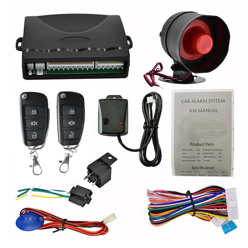 Système de sécurité pour véhicule, Protection d'alarme antivol, 2 télécommandes avec faisceau de câb