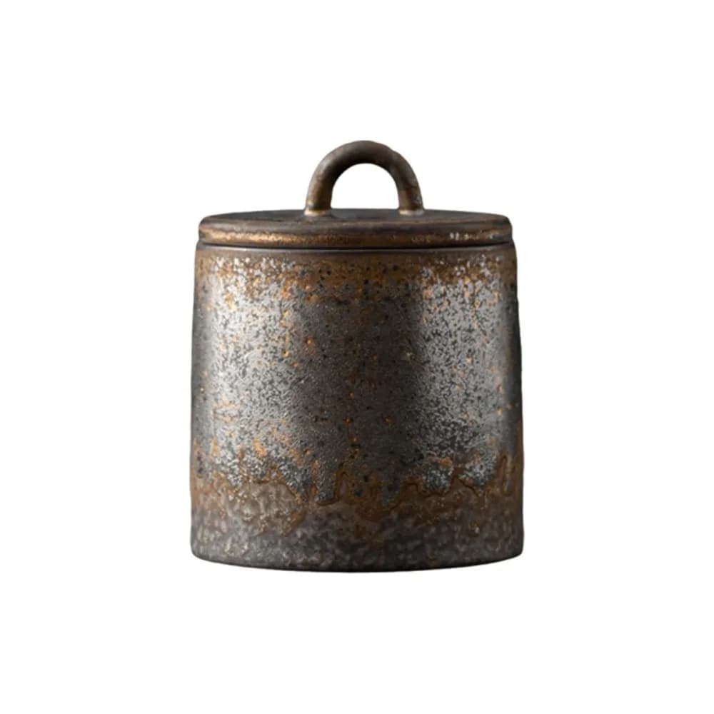 Boîte à thé en céramique vintage avec glaçure effet four, hermétique, anti-poussière et anti-humidit