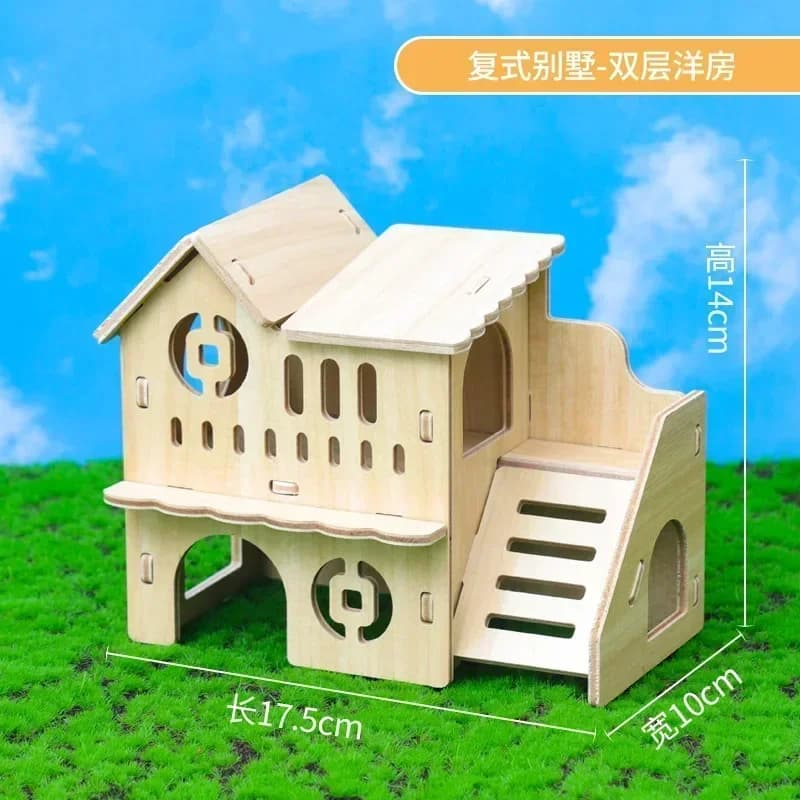 Maison de Villa en bois, jouet cachette pour Hamster, nid en bois massif, balançoire, cabane de couc