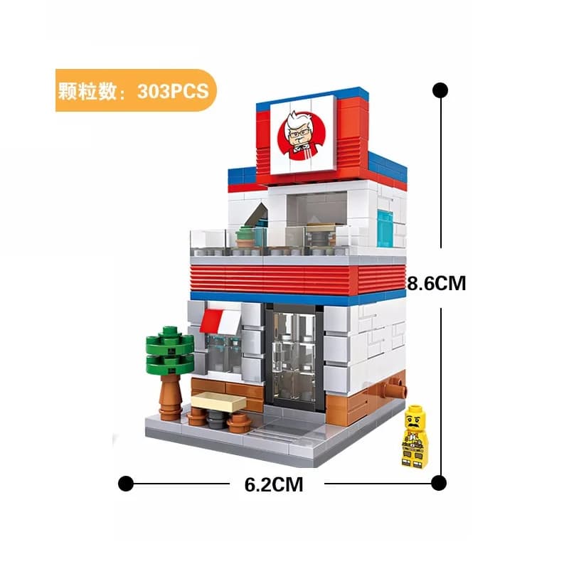 LOZ blocs idées amusantes petit magasin de rue jouet petit café Pisa Shop Brinquedos MOC maison de v