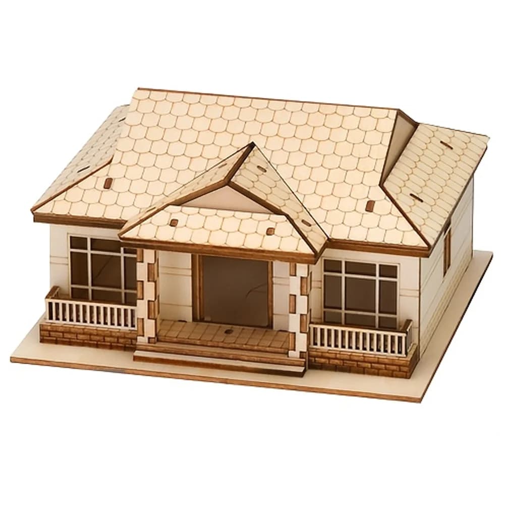 Puzzle de villa 3D, kit de modèle en bois de villa moderne à un étage, cadeau de vacances d'annivers