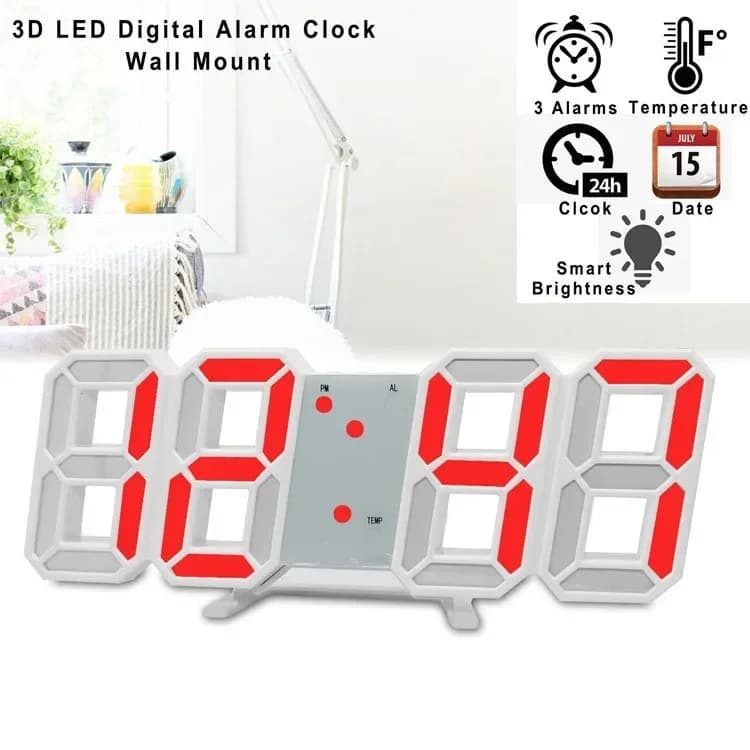 Réveil suspendu horloge murale chambre décoration 3D numérique intérieur horloges veilleuse grand LE