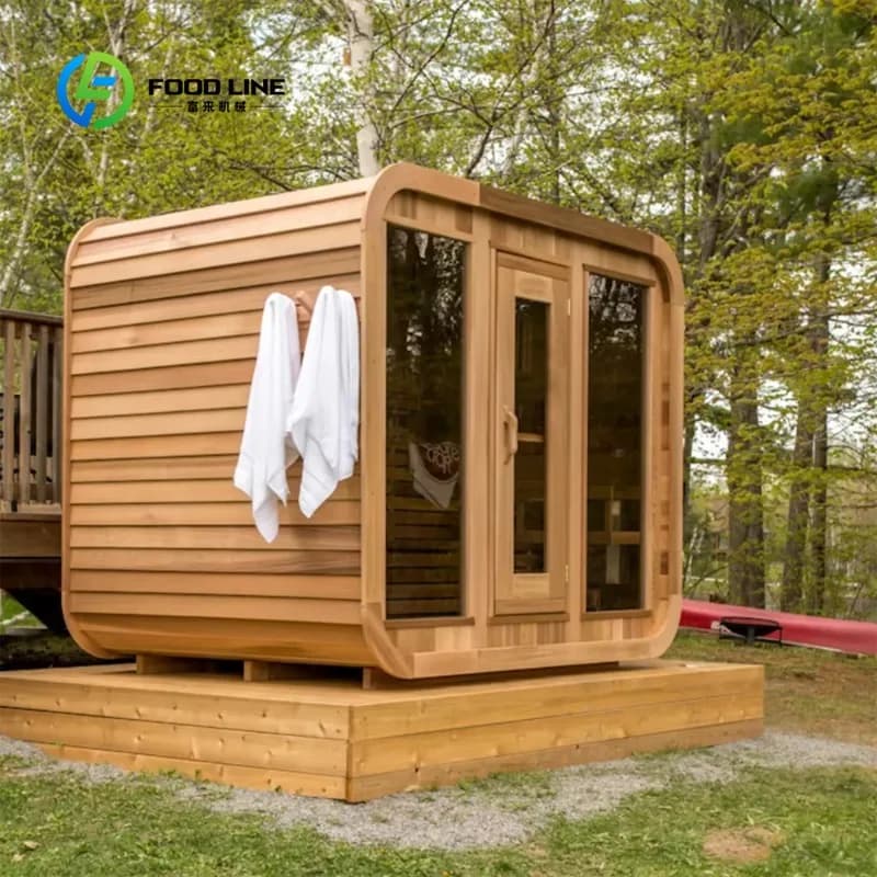 Sauna extérieur haut de gamme sur mesure, cabine de sauna traditionnelle en bois massif pour 2 à 4 p