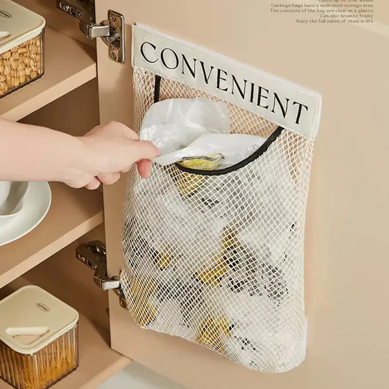Distributeur de Sacs de Rangement Mural en Maille, Support de Sacs à Ordures en Plastique, Idéal pou
