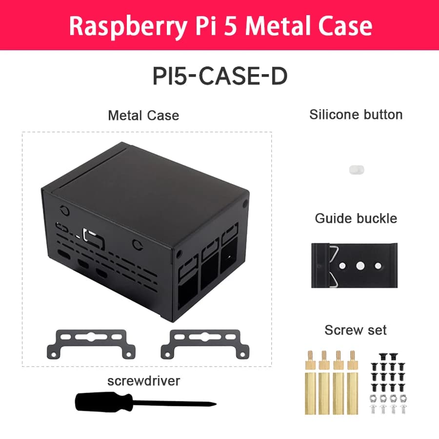 Boîtier Raspberry PI 5, boîtier Raspberry Pi 5, avec plaque d'extension intégrée, boîtier de protect