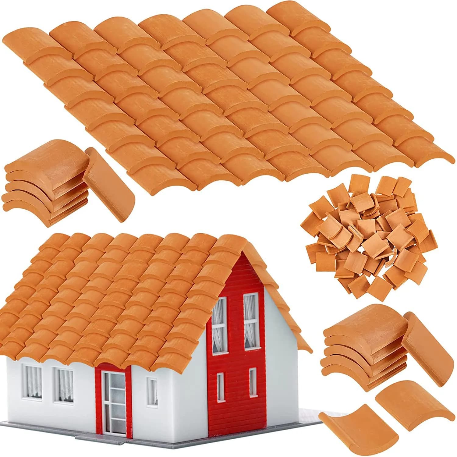 Ensemble de construction de tuiles miniatures, carreaux de toit, mini maison de courses, faux carrel