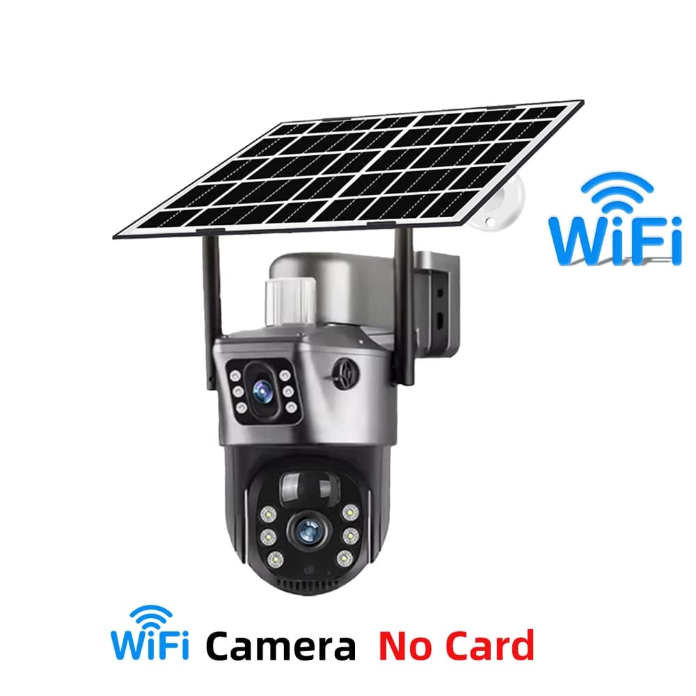 Caméra solaire extérieure 4G 8MP 4K à faible consommation d'énergie, double objectif, trois écrans,