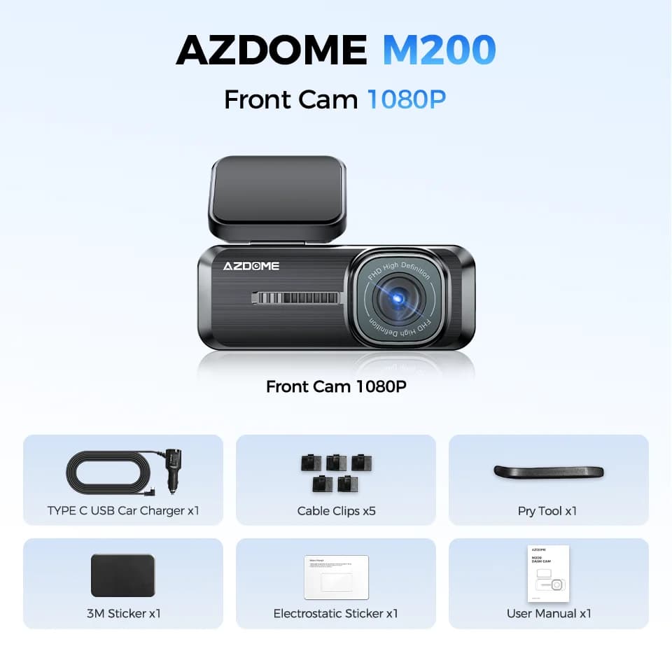 AZDOcloser-Caméra de Tableau de Bord M200 1080P FHD Wifi pour Voiture, Commande Vocale Anglaise, DVR