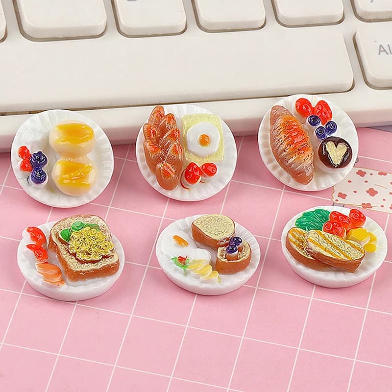 Mini plateau Dim Sum pour maison de poupée, 6 pièces, ornements miniatures, paysage féerique, access