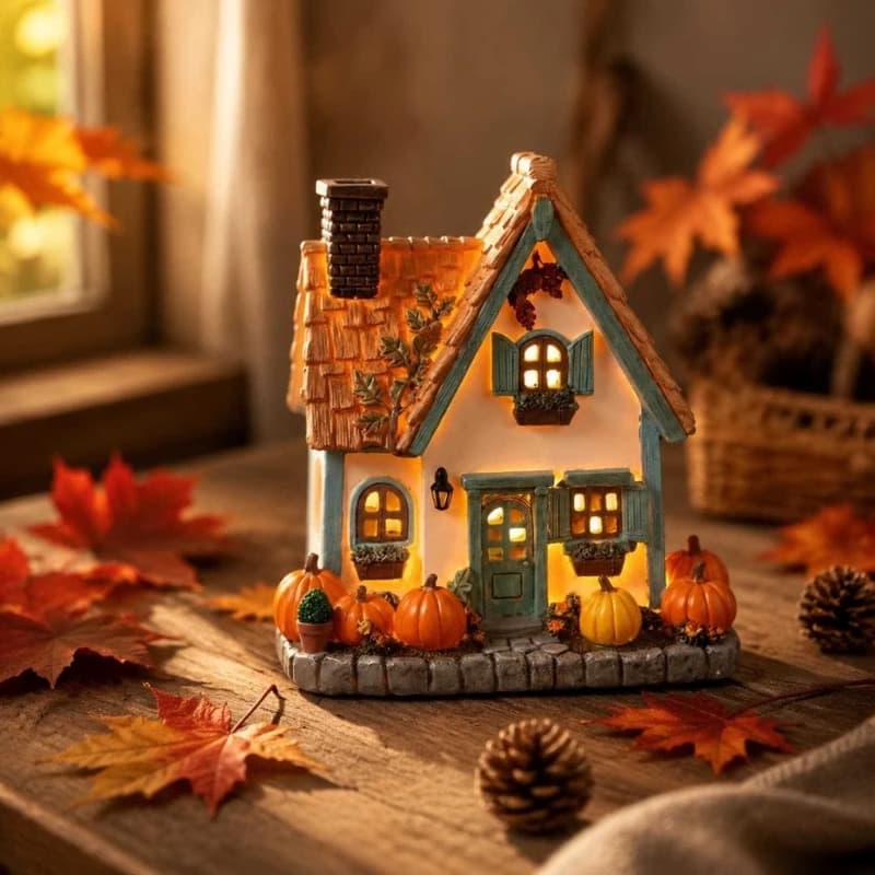 Décorations maison citrouille d'automne à LED, statue table en résine avec lumière chaude, accent ma