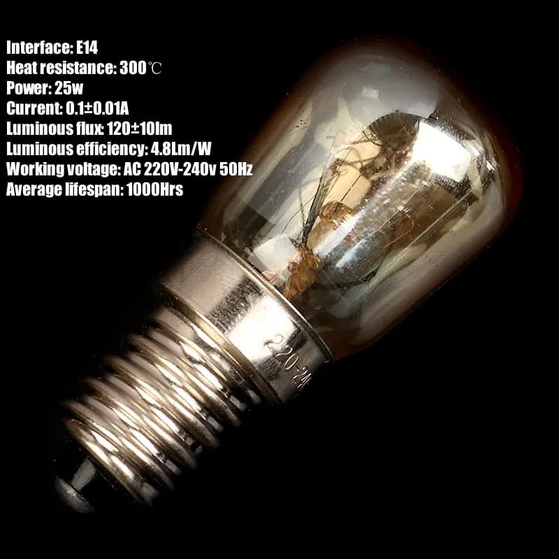Ampoule de four T25 AC 220V-240V, haute température 25W/300, résistante à la vapeur E14, pour grille