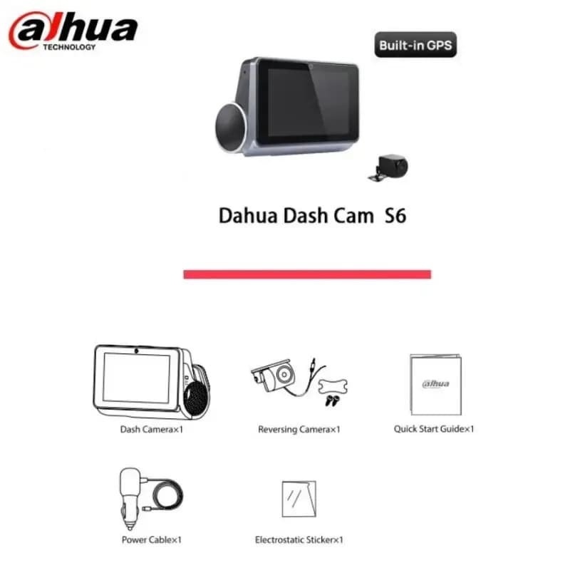 Caméra embarquée Dahua S6, double objectif avant et arrière, écran tactile, contrôle WiFi par applic