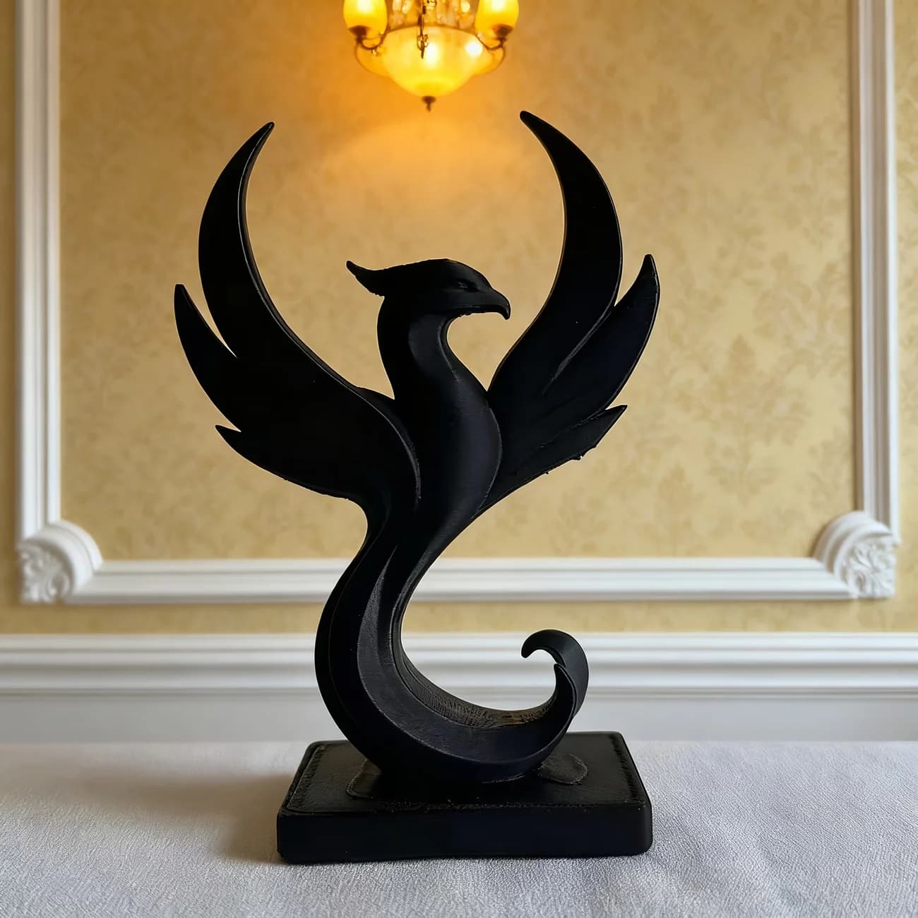 Statue de phénix noir minimaliste élégante, 1 pièce, figurine moderne en plastique, décoration d'éta