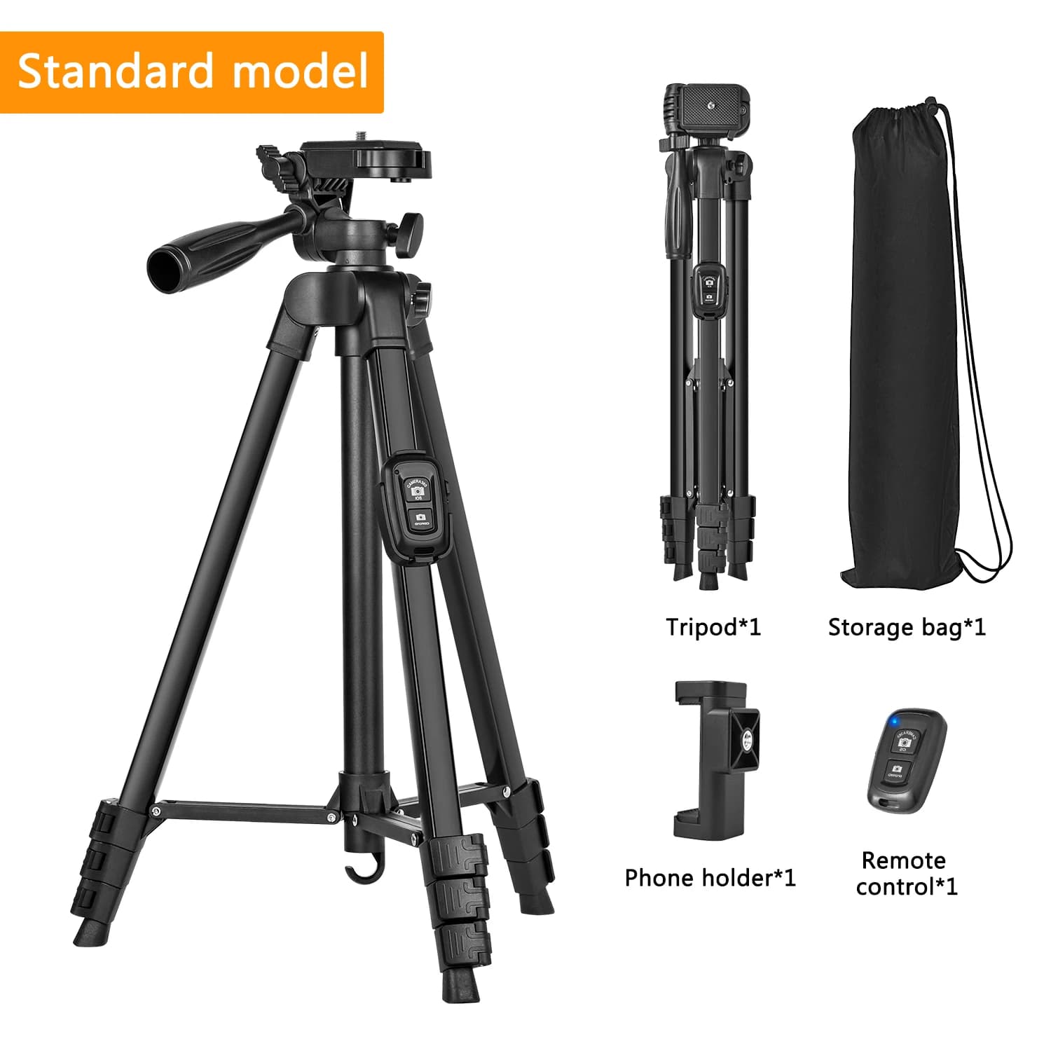Trépied d'appareil photo 60 pouces/152cm avec sac de voyage, trépied de téléphone Portable avec télé