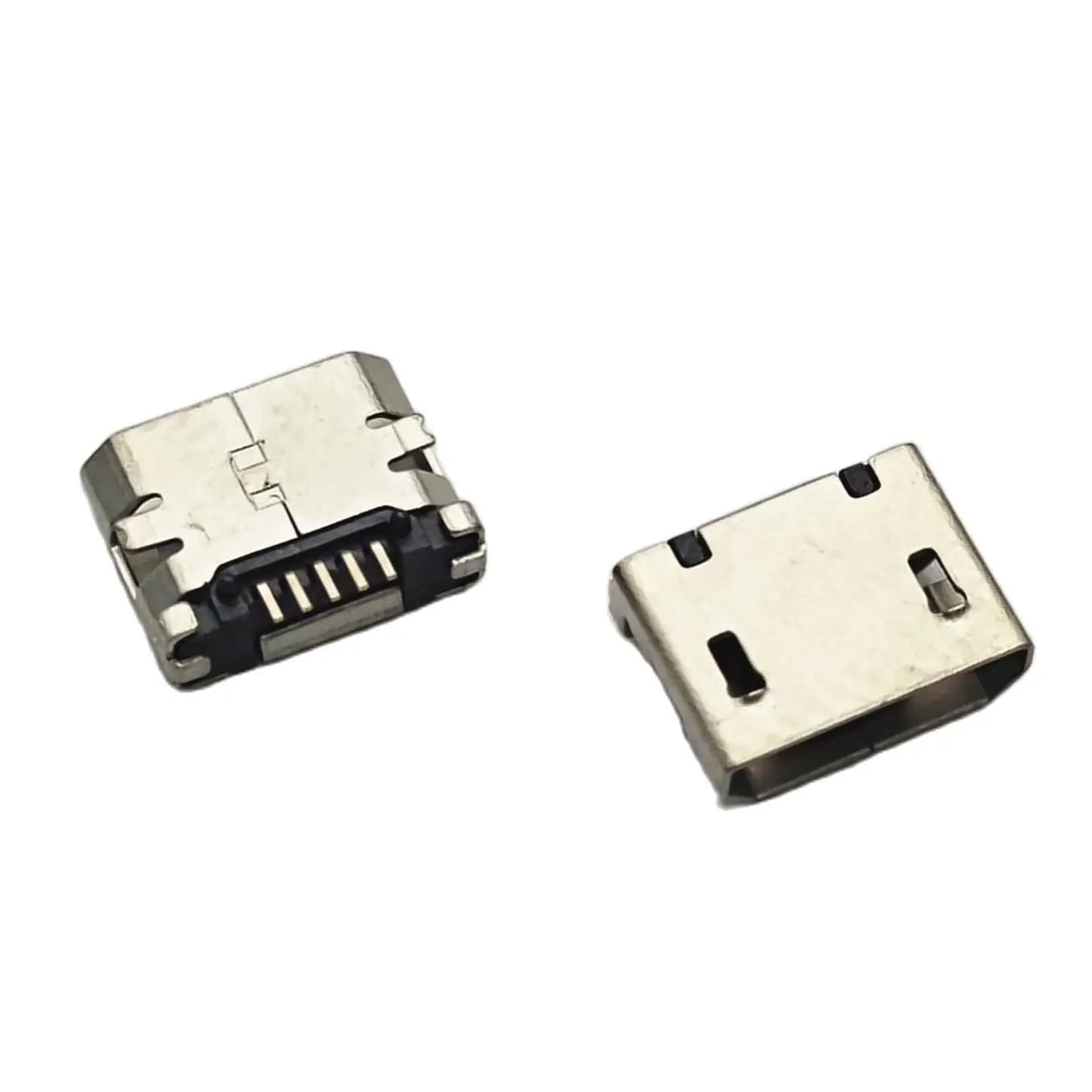 100 connecteurs Micro USB SMD femelle, sans embout plat latéral, 5 broches, aiguille courte, pour po