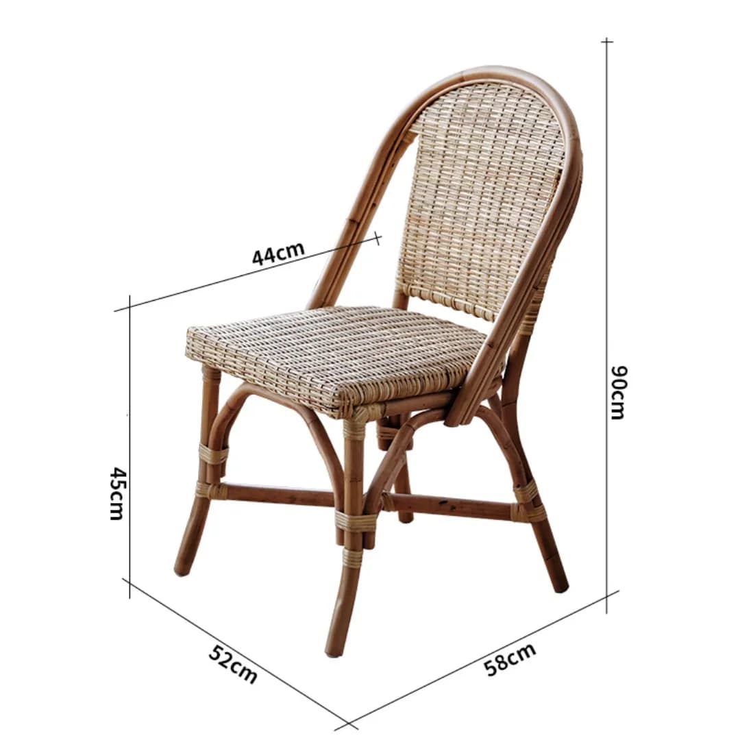 Chaise de canne à manger française pour restaurant de style nordique