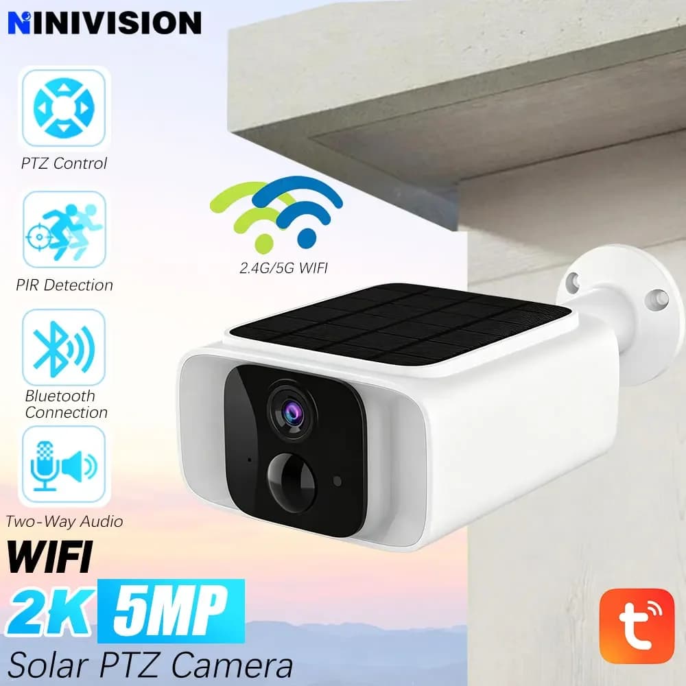 Caméra IP solaire Tuya 4G avec données gratuites d'un an, surveillance extérieure, détection PIR, vi
