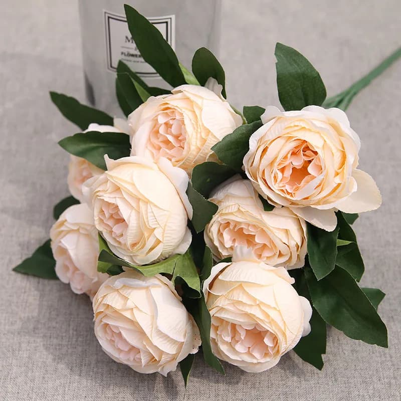 Bouquet de Fleurs Artificielles pour Décoration de Maison, Faux Accessoire Floral, 10 Têtes, Bordeau