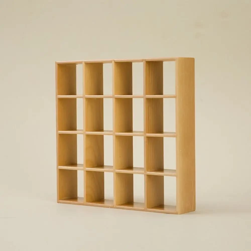 Vitrine miniature tendance en bois 1:12 pour maison de poupée, 16 compartiments, meuble de salon min