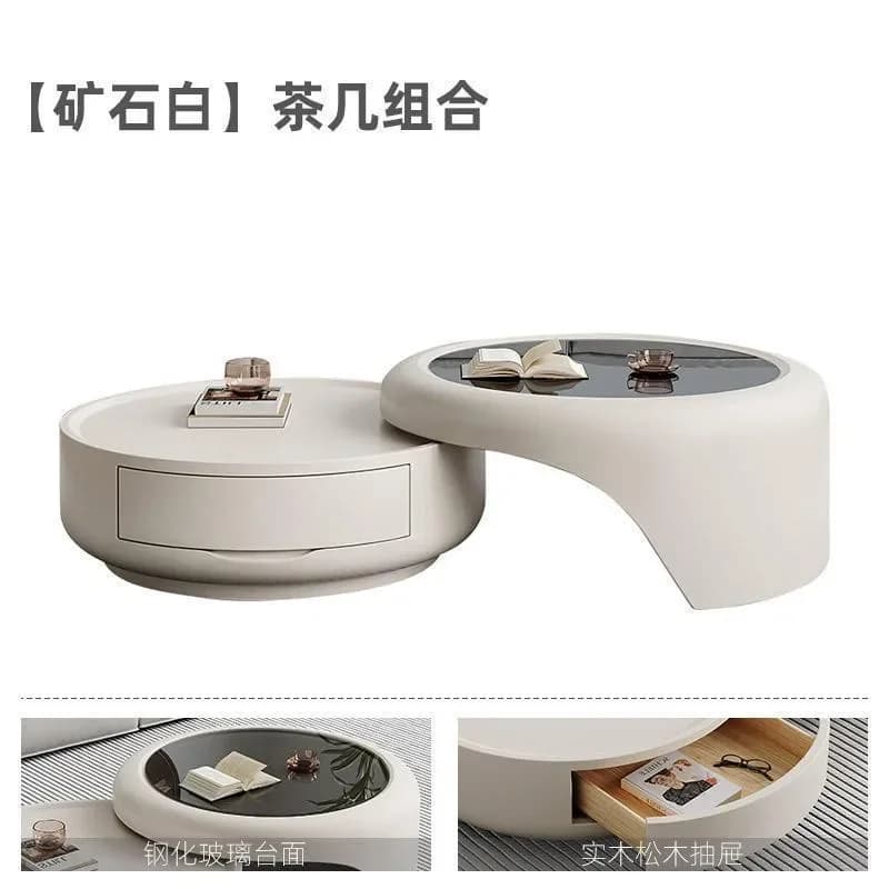 Table basse ronde Regale, design minimaliste et luxueux, table d'appoint portable pour salon, meuble