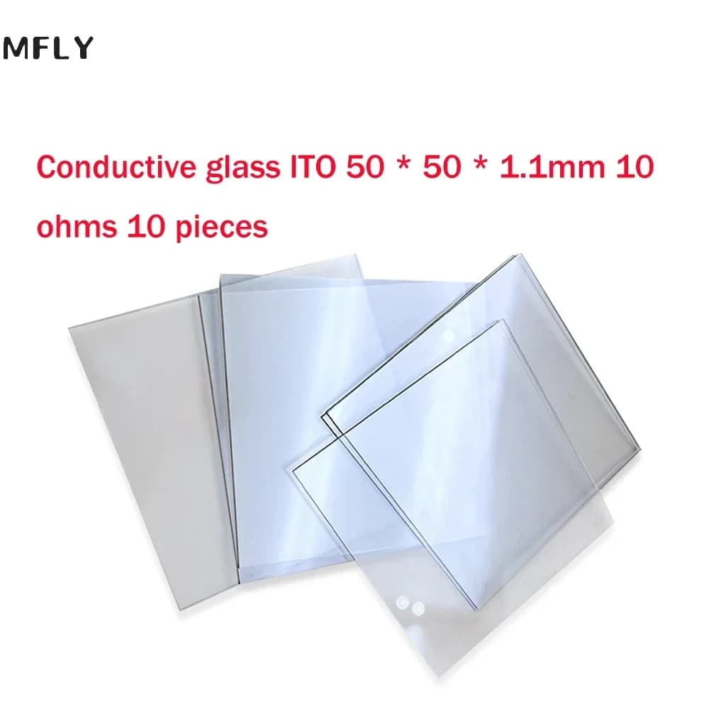 Verre conducteur ITO 50*50mm épaisseur 1.1MM 10 ohm/sq laboratoire Transparent conducteur oxyde d'ét