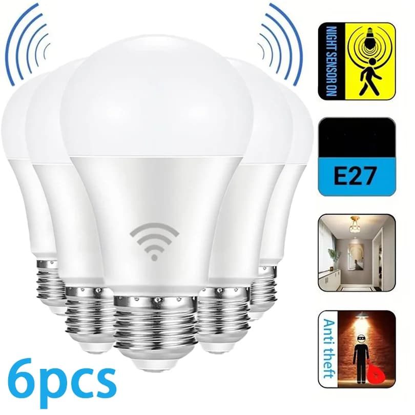 6 pièces Radar capteur de mouvement ampoule 220V 110V E27 lampe à LED ampoule infrarouge intelligent