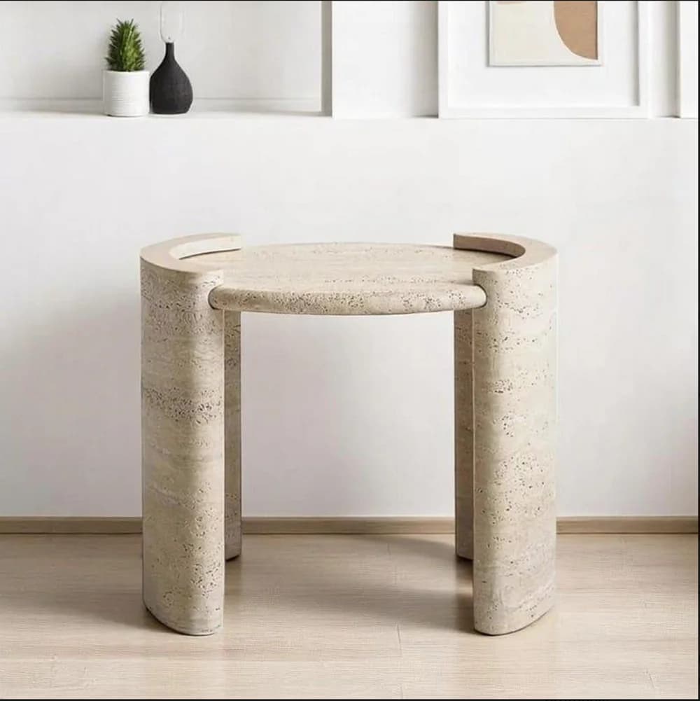 Table basse ovale moderne en travertin avec finition en marbre pour un usage extérieur et hôtel, con