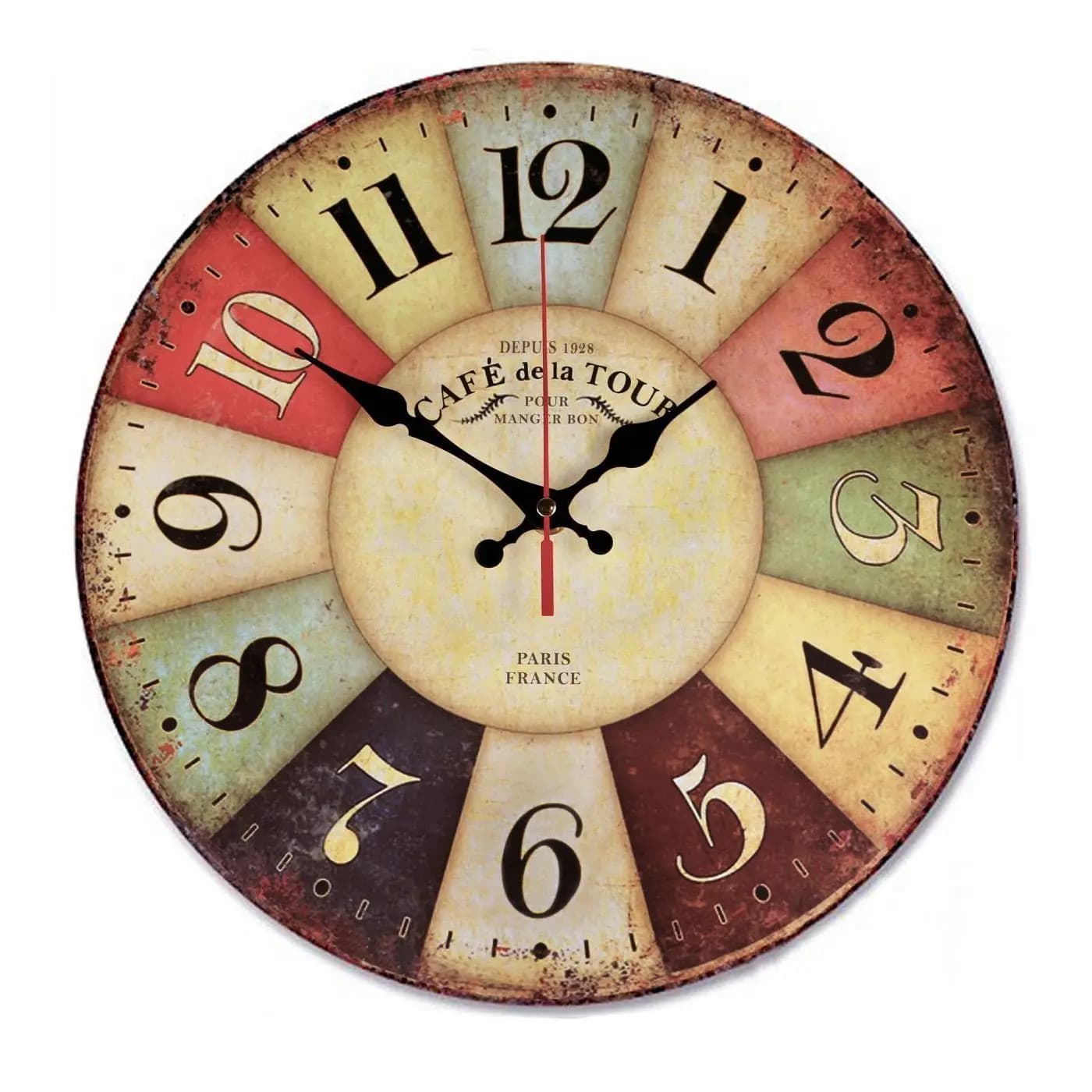 Horloge murale en bois rétro, décor de ferme, horloges murales silencieuses sans tic-tac, grand, ana