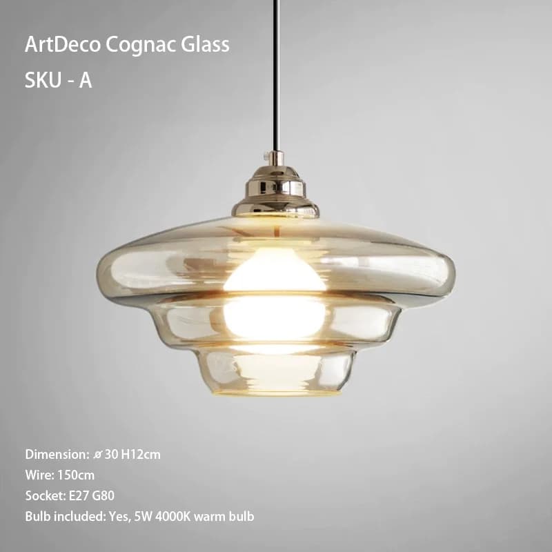 CAREN-Lampe Suspendue en Verre Style Art Déco, Design Rétro, Charme Moderne, Élégant, Minimaliste, E