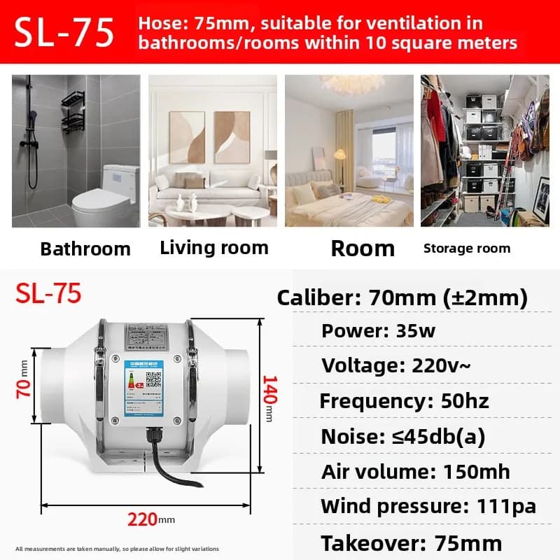 Ventilateur d'extraction domestique silencieux, ventilateur de gaine en ligne, équipement de ventila