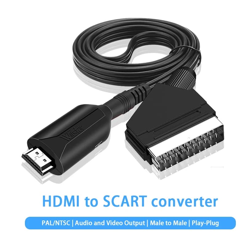 Convertisseur HDMI vers péritel, entrée HDMI 1080P, sortie péritel adaptée au boîtier VHS/TV/DVD/PC/